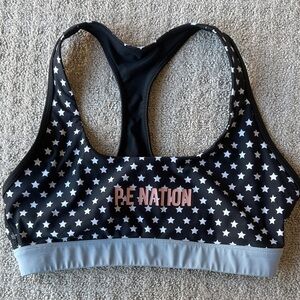 P.E Nation Star Print Sports Bra in Black and Gray